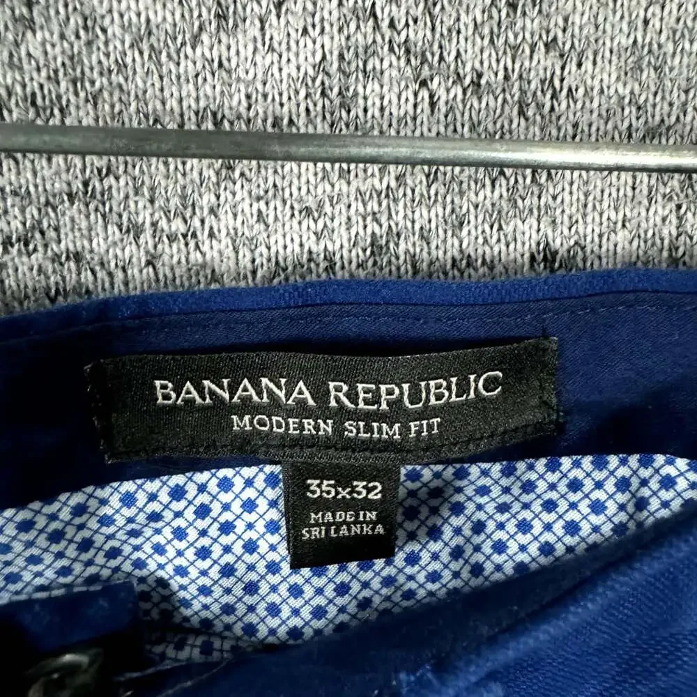 Banana Republic Men's Size 35x32 Modern Slim Fit Blue Cotton Chino Pants